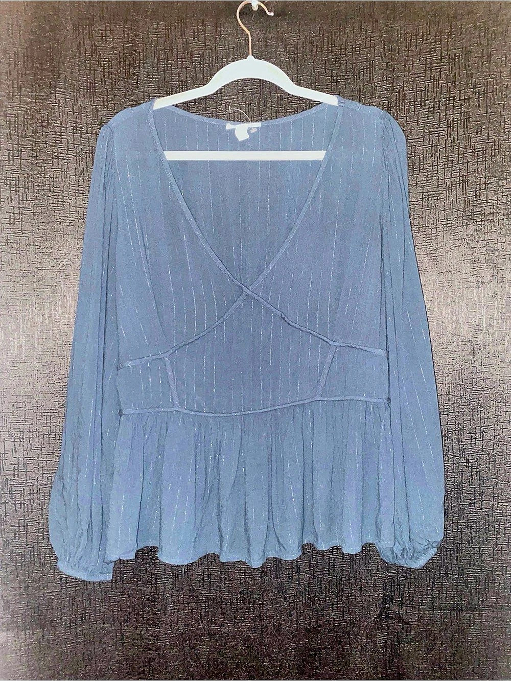 Knox Rose - Long Sleeve Peplum Blouse in Emarld  Size XXL